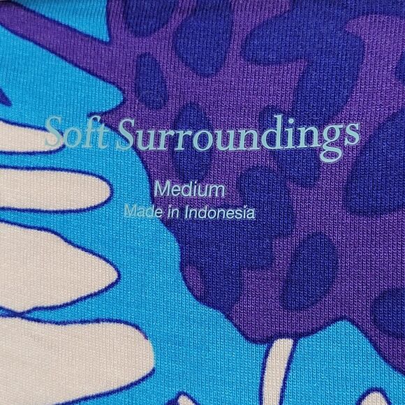 SOFT SURROUNDINGS Serena Floral Maxi Dress Size M ¾ Sleeves Colorful Stretchy - Picture 9 of 10